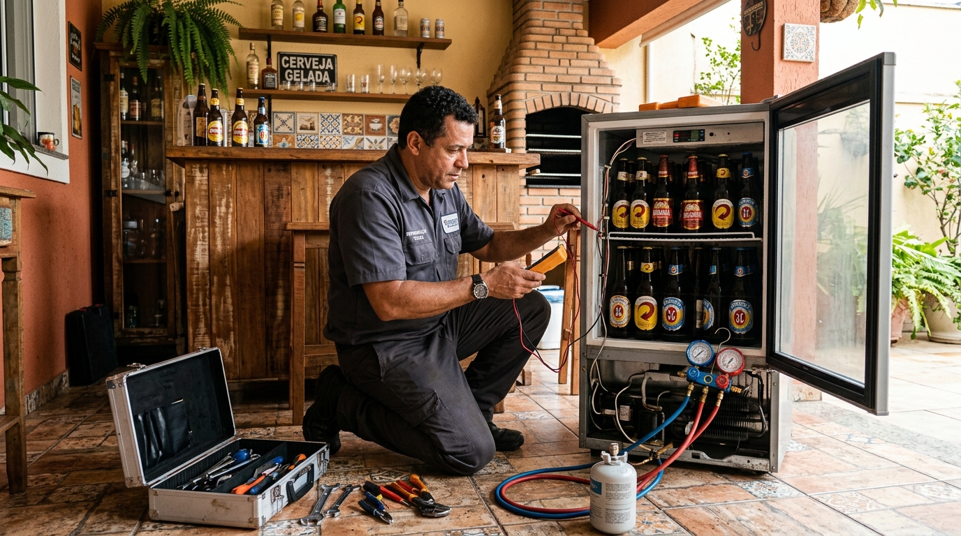 Recarga de gás refrigerante de cervejeira em Londrina‑PR