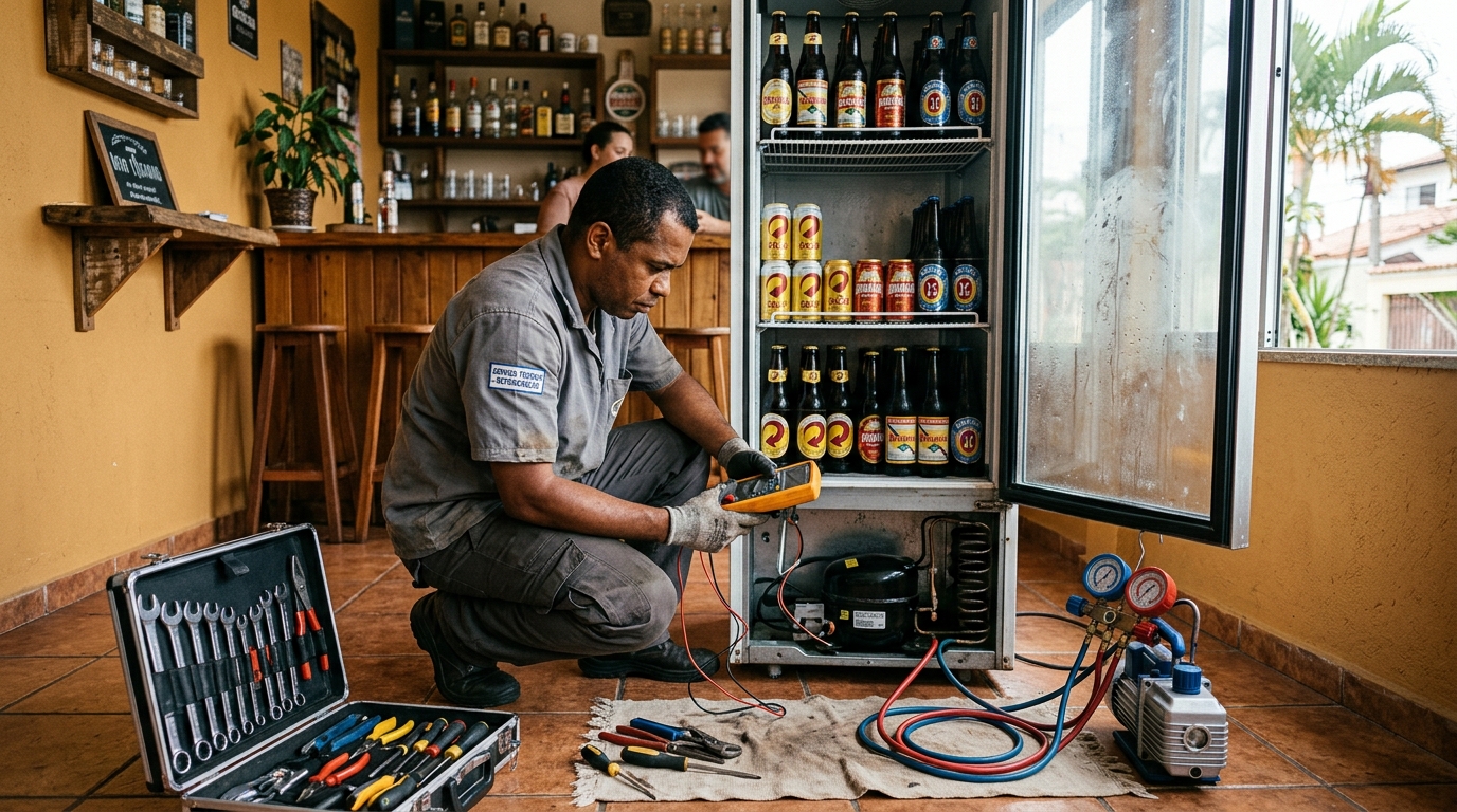 Substituição do termostato de uma cervejeira em Londrina‑PR